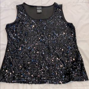 Covington petite medium black sequins tank top
